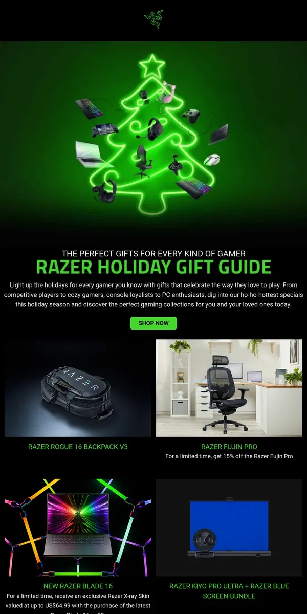 Email from Razer. 🎄🎁Don't Miss Our Ho-ho-hottest Specials This Season!