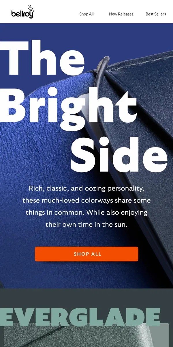 Email from Bellroy. Flying colors