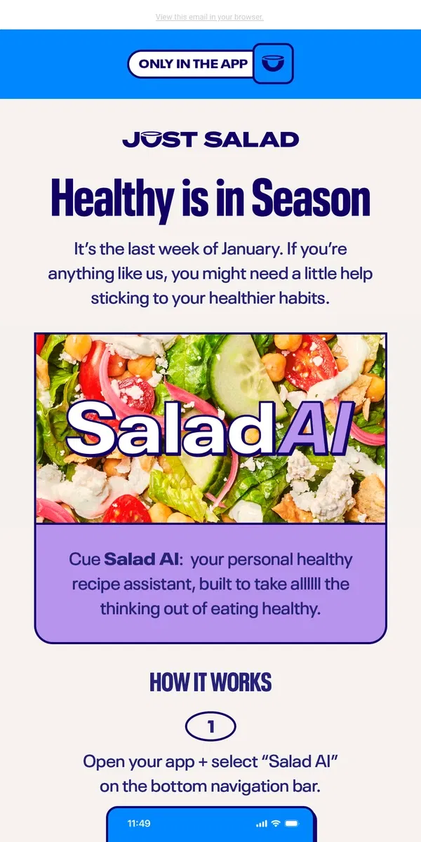 Email from Just Salad. Still eating healthy?