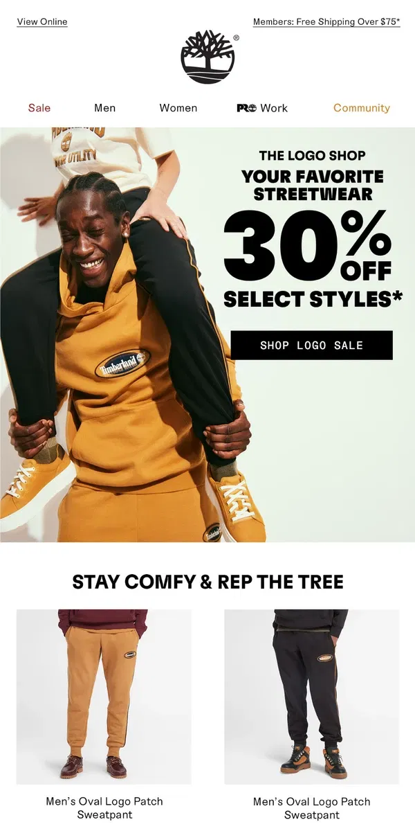 Email from Timberland. 30% Off The Logo Shop!