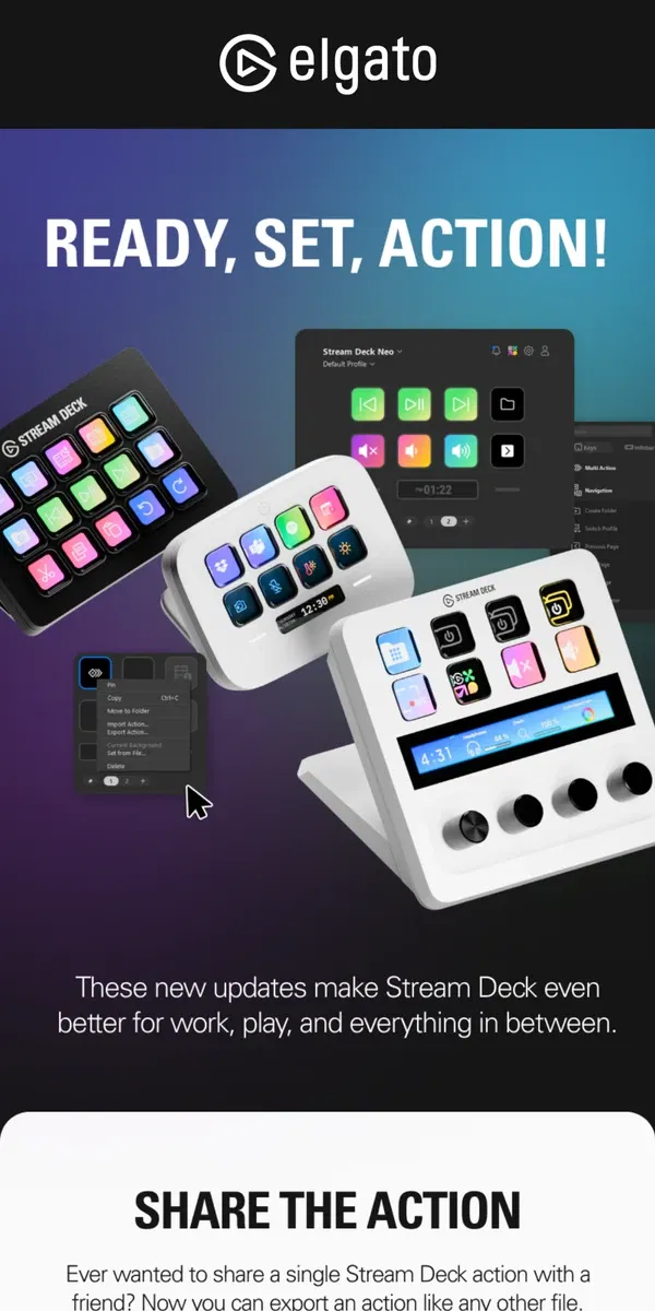 Email from Elgato. Ready, set, action!