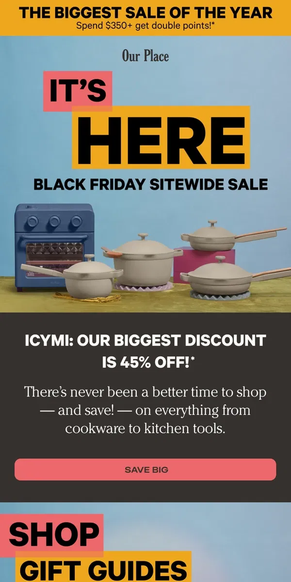 Email from Our Place. Sitewide savings💥