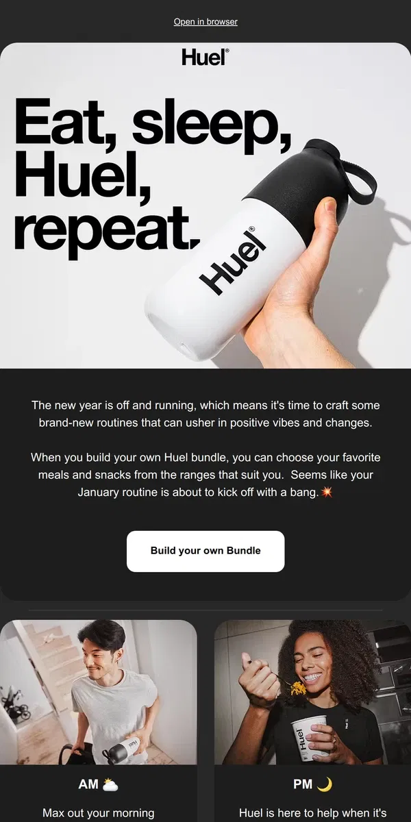 Email from Huel. Kickstart your year with Huel