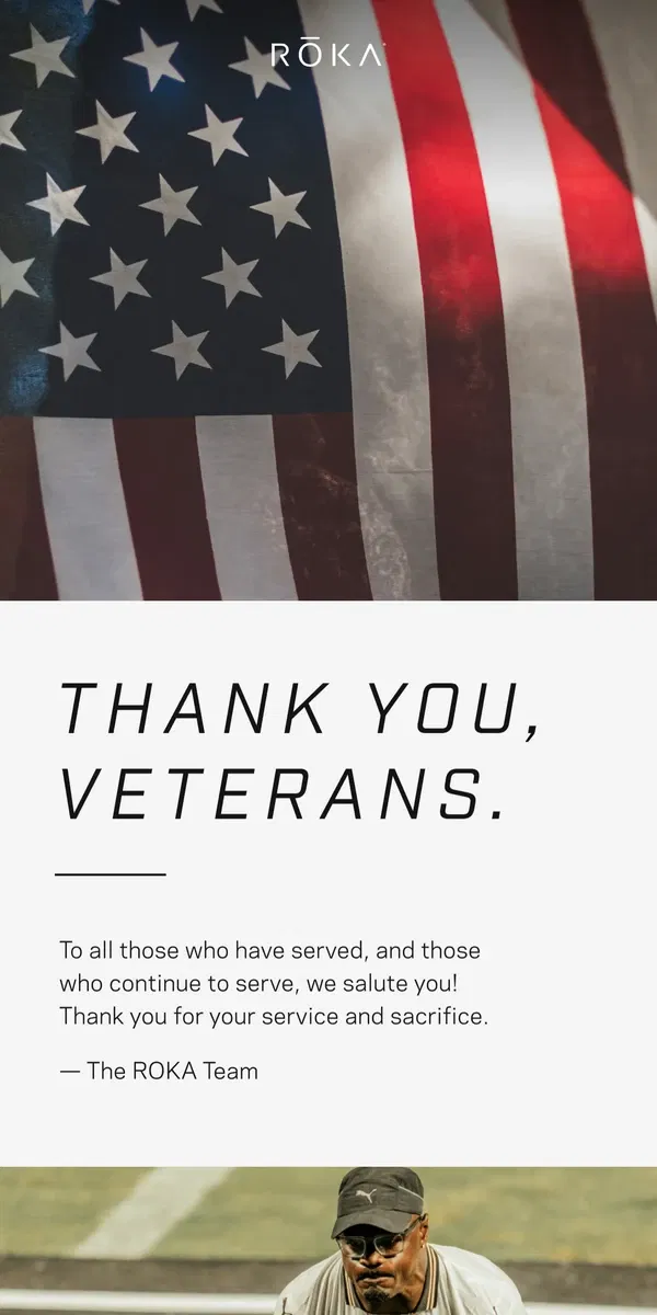 Email from ROKA. Thank you, Veterans.