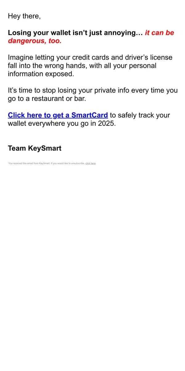 Email from KeySmart. People don’t realize how dangerous this is 😱