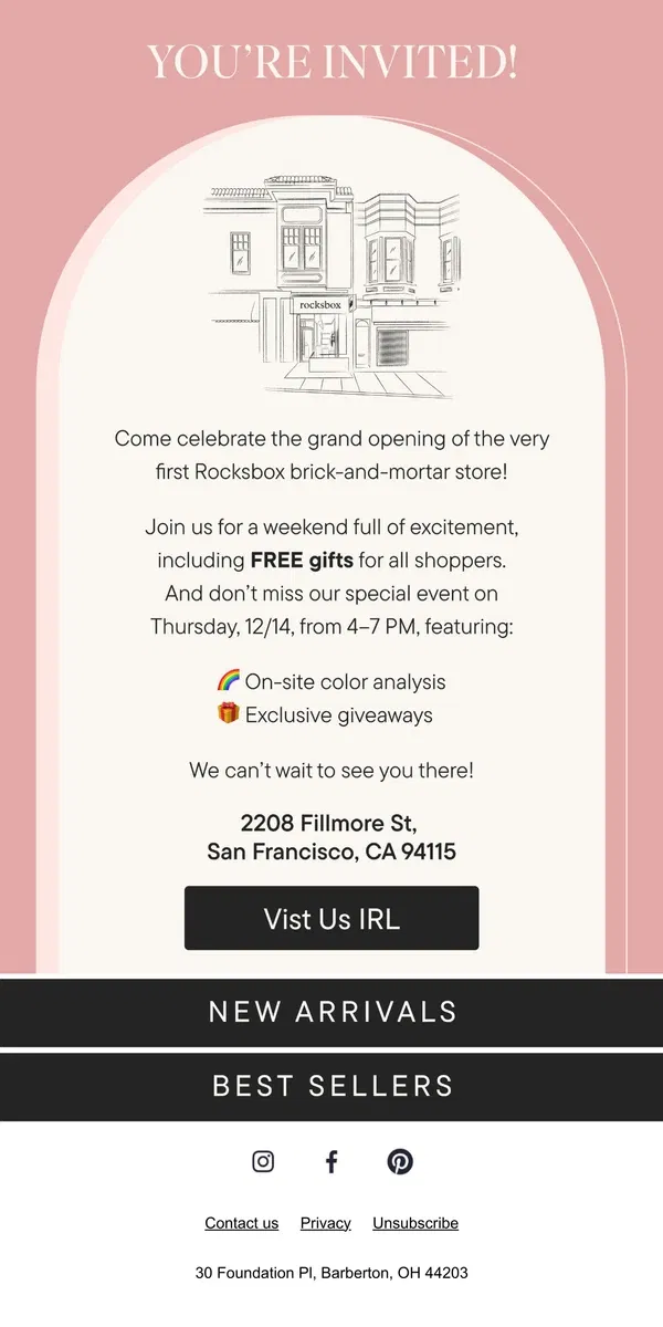 Email from Rocksbox. Your Invite! Let's Party🥂