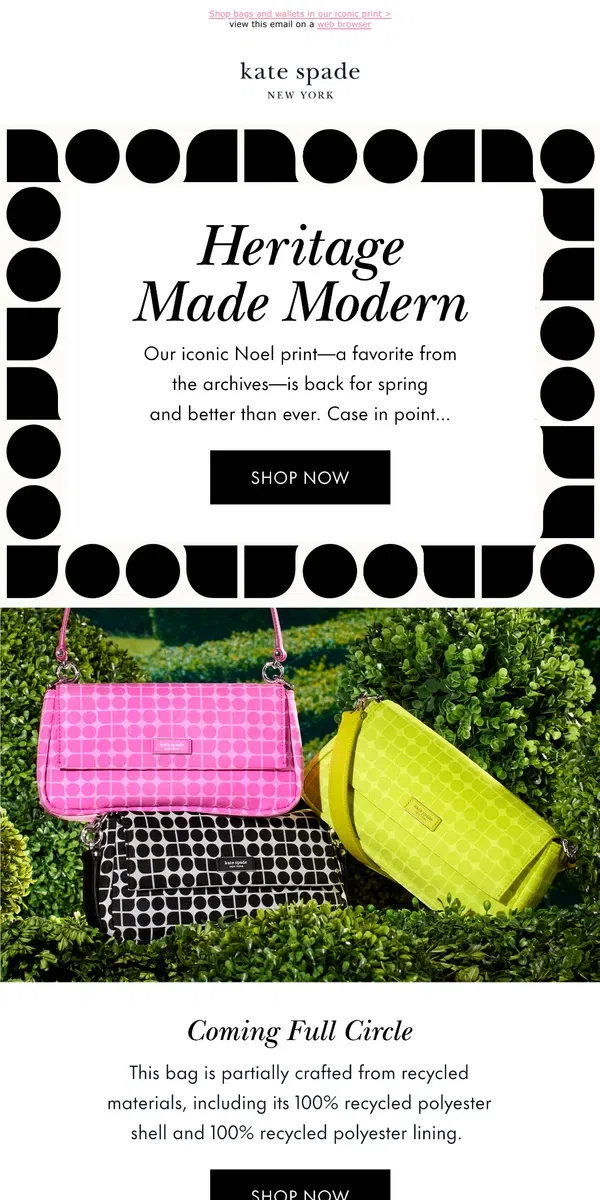 Email from Kate Spade. Welcome back, Noel