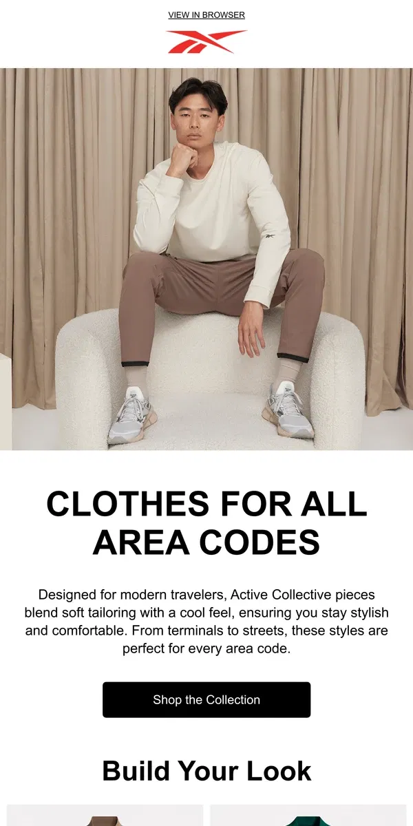 Email from Reebok. Catch your next flight in these versatile styles ✈️ 😎