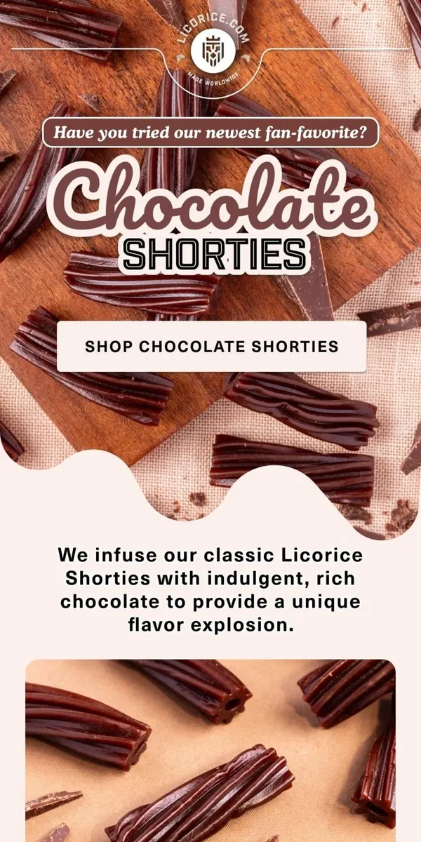 Email from Licorice.com. CHOCOLATE-INFUSED LICORICE 🍫🚨💥