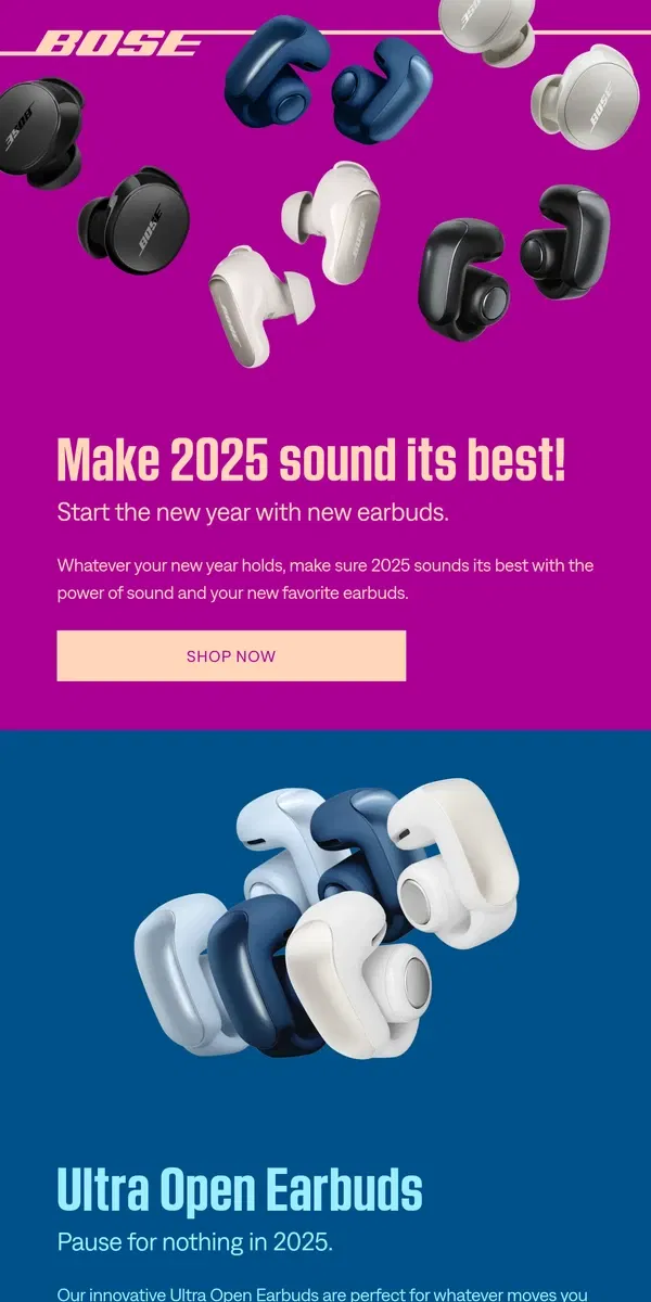 Email from Bose. It's a new year — time for new earbuds!