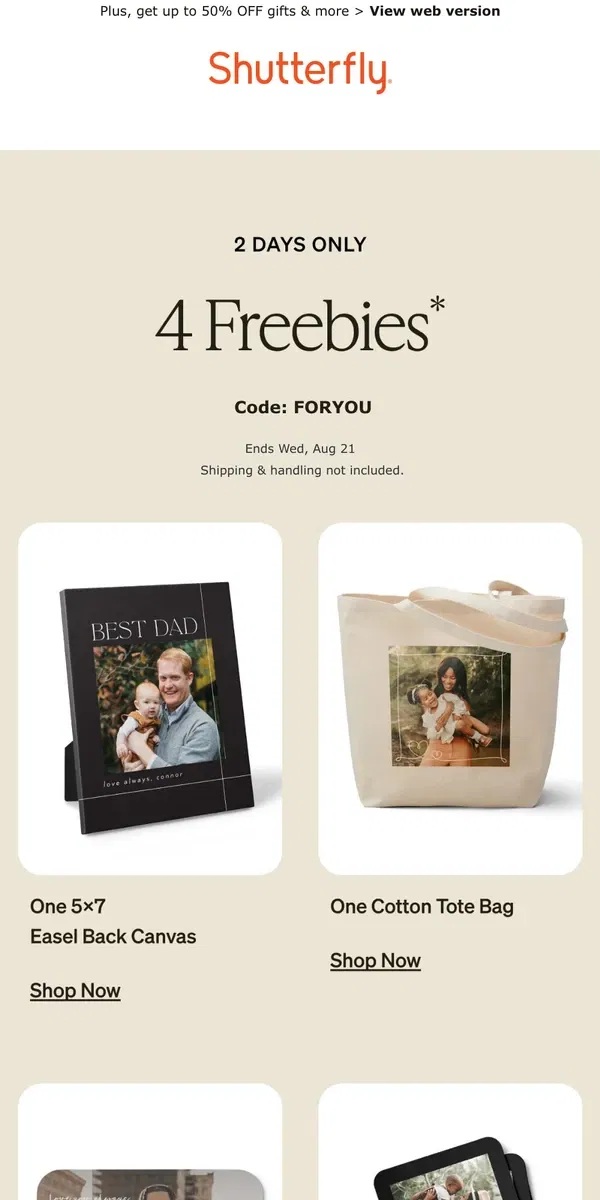 Email from Shutterfly. (4) FREEBIES Inside 👀 - Claim ASAP