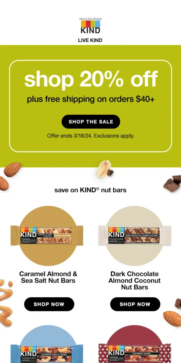 Email from KIND. Don’t miss KIND sitewide savings!​