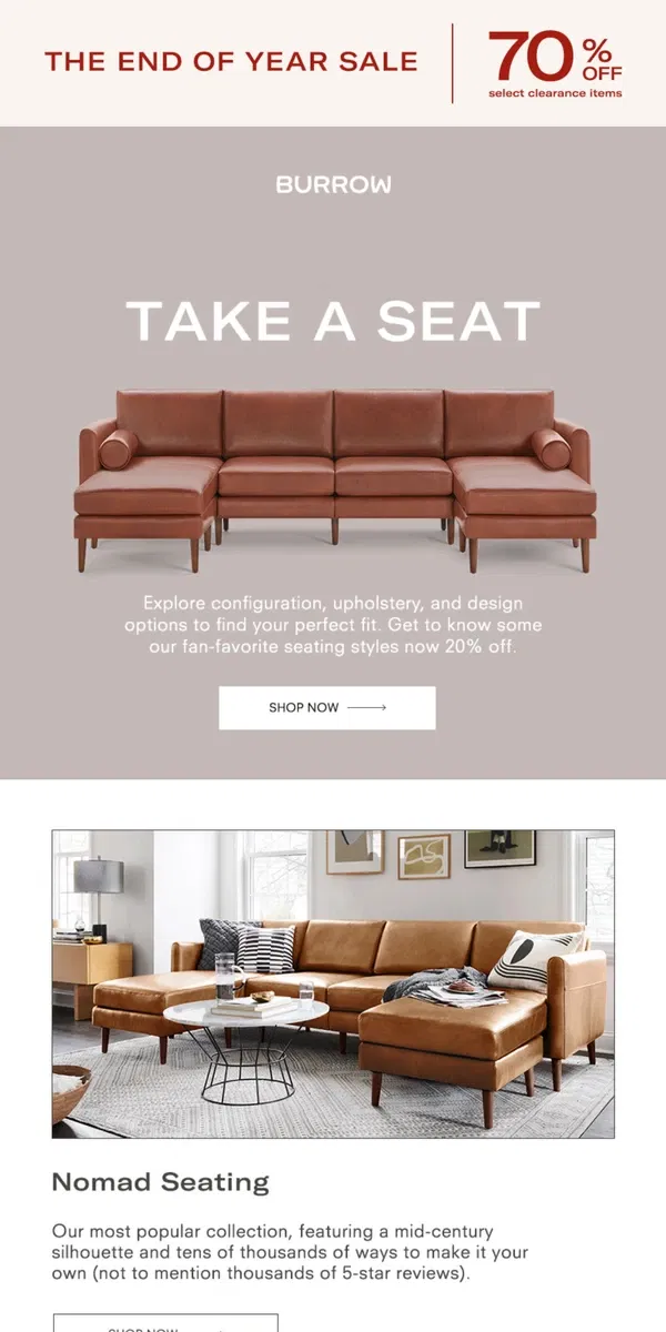 Email from Burrow. Get to know some of our seating collections