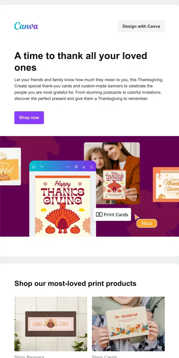 Email from Canva. Celebrate Thanksgiving your way