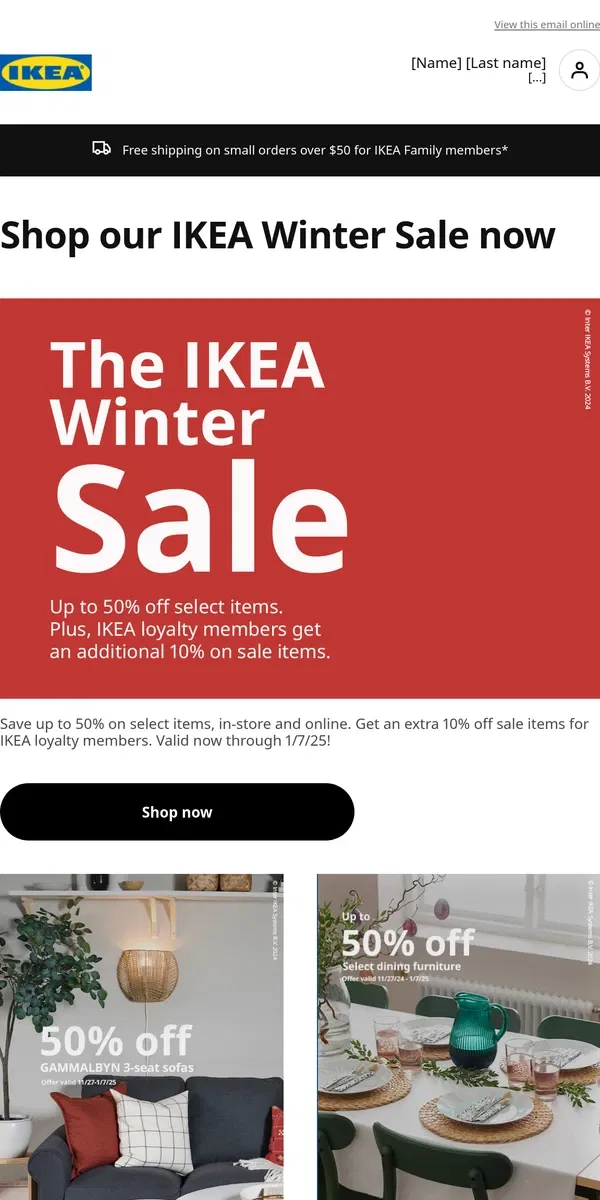 Email from IKEA. There's still time to save up to 50% off select items