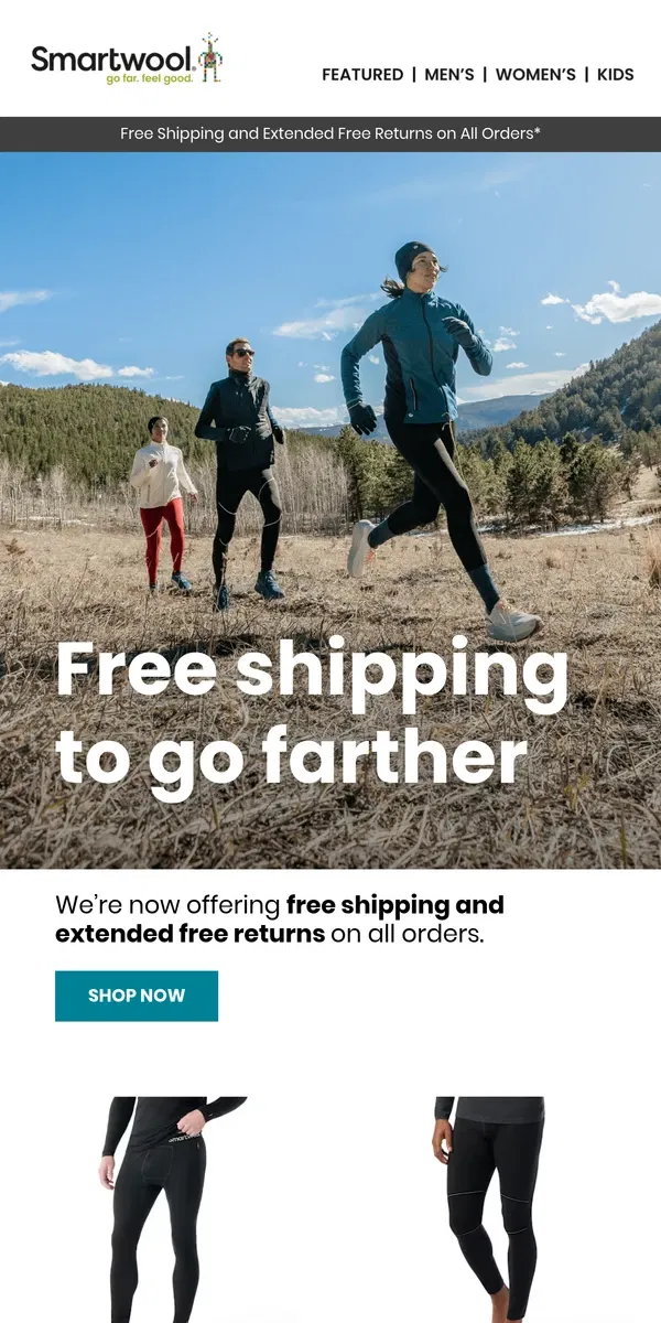 Email from Smartwool. Free shipping. Free returns. Oh yeah.