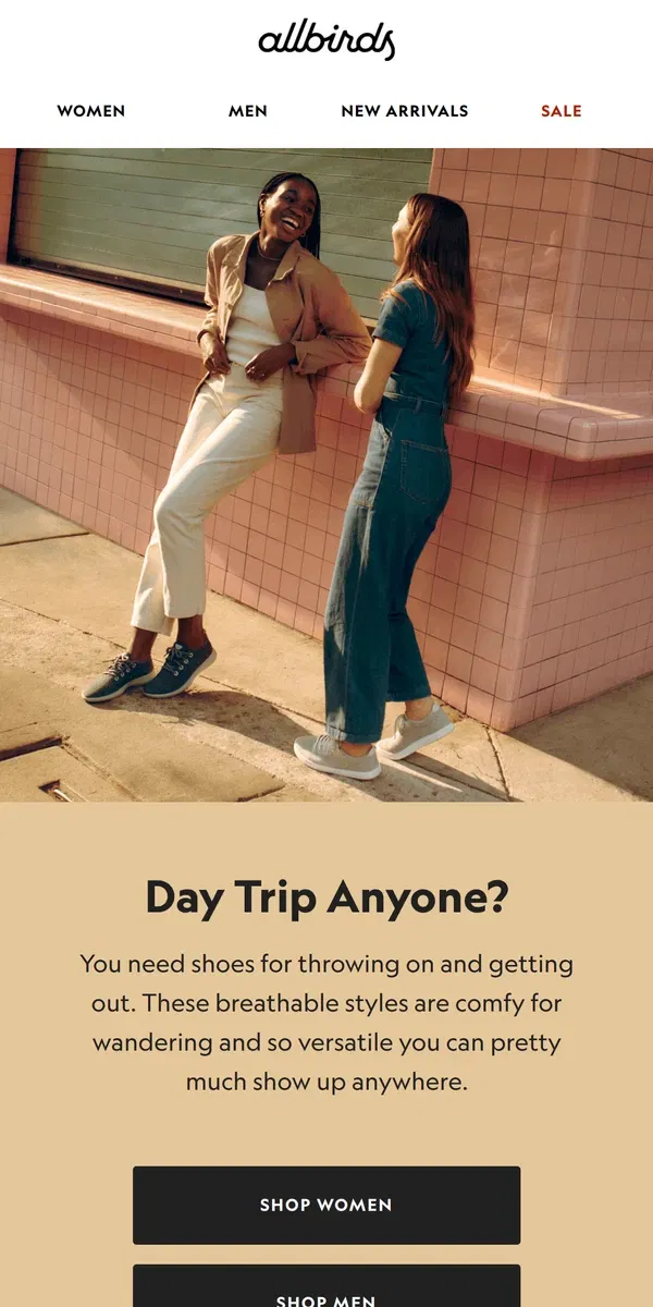 Email from Allbirds. Hit The Road, Jack