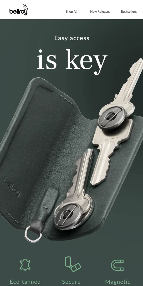 Email from Bellroy. Introducing the Key Cover – Third Edition.