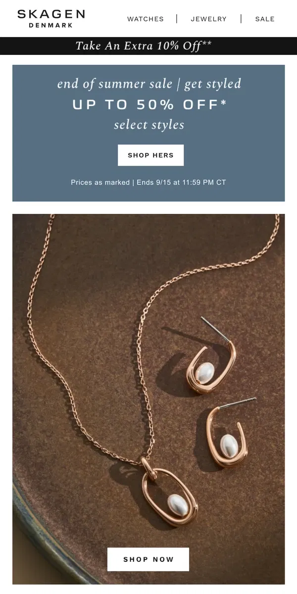 Email from Skagen. bestsellers for her are on sale.