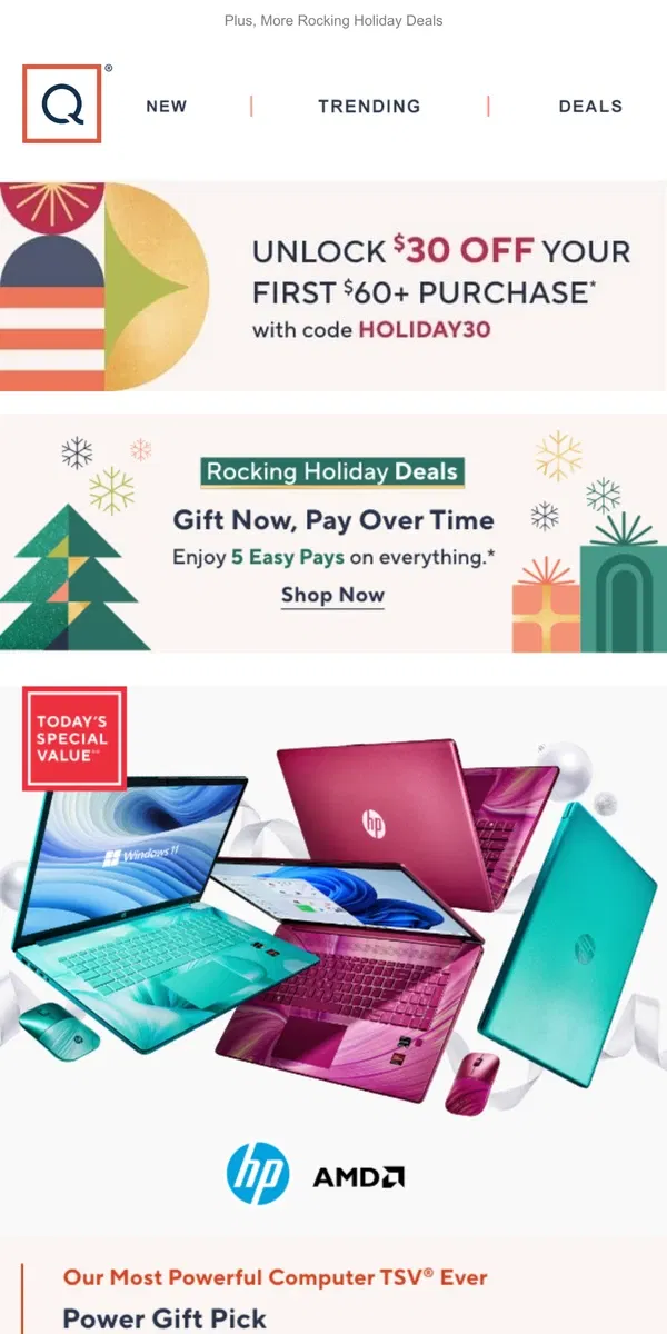 Email from QVC. Save Big on This HP Laptop + Get $30 Off