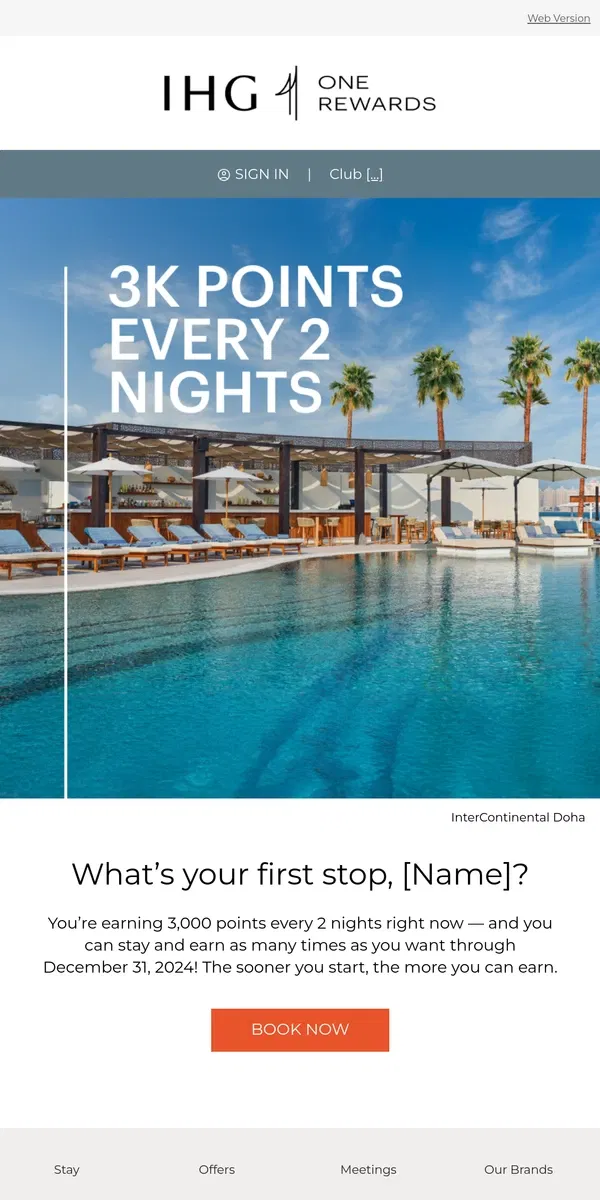 Email from IHG Hotels & Resorts. Reminder: it’s time to get going 🧳