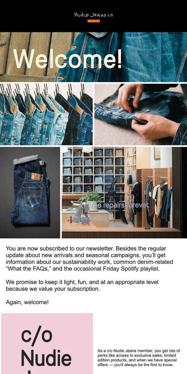 Email from Nudie Jeans. Thank you for subscribing!