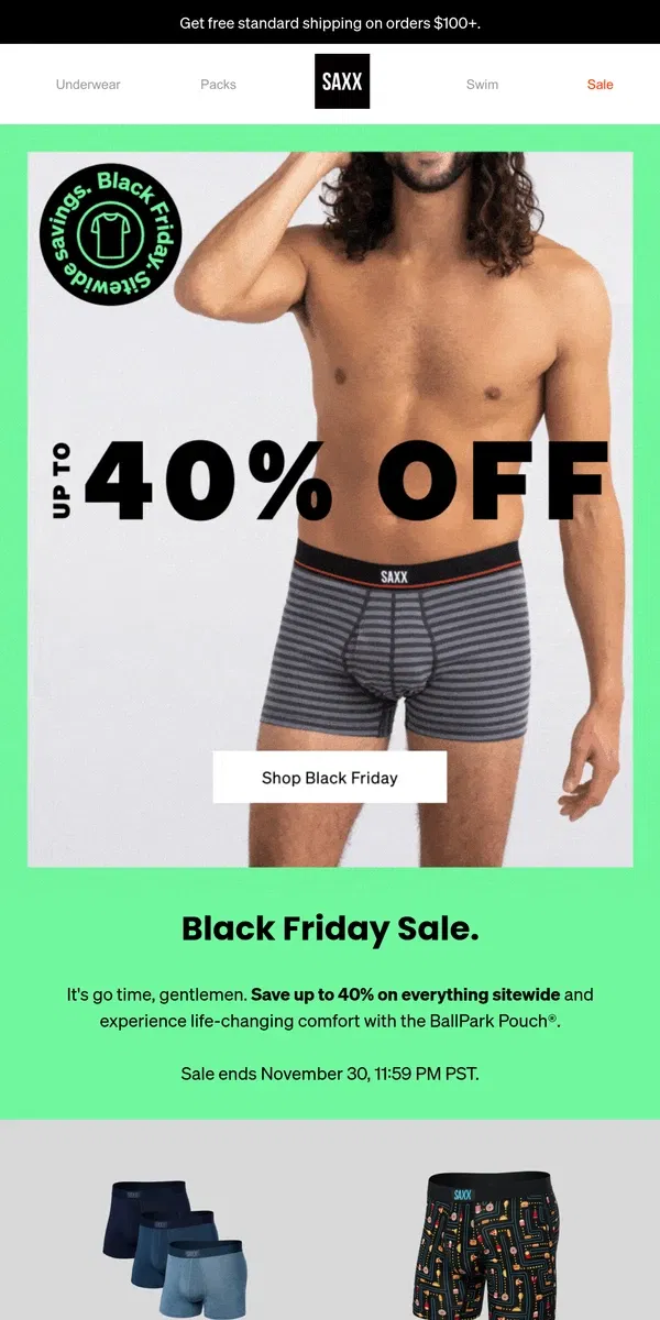 Email from SAXX Underwear. Black Friday Sale on now‼️