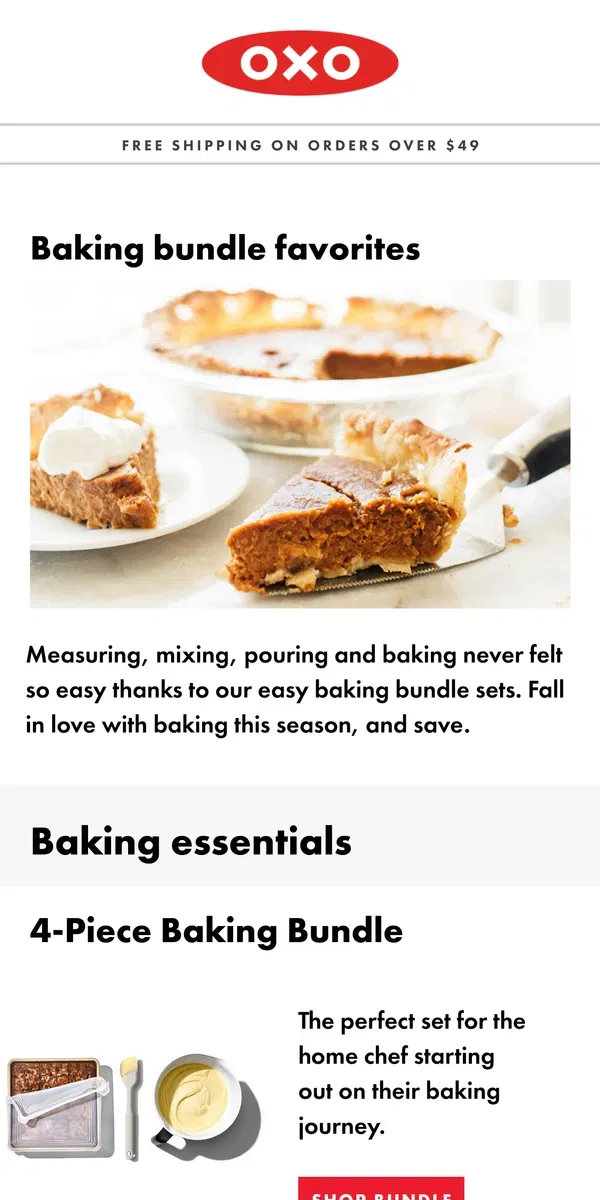 Email from OXO. Essential baking bundles for fall recipes 🎃