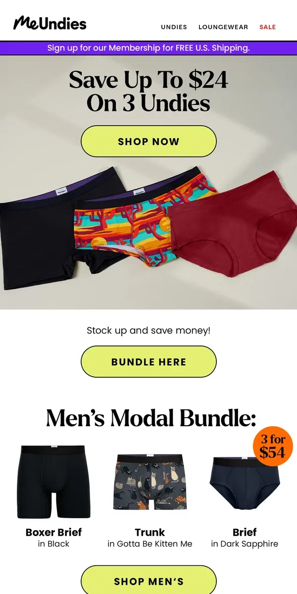 Email from MeUndies. Bundle & Save Up To 30% On Undies