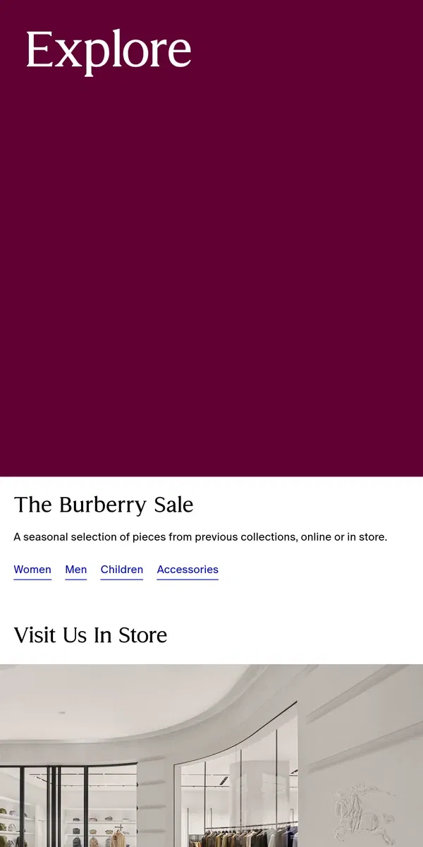 Email from Burberry. The Burberry Sale continues