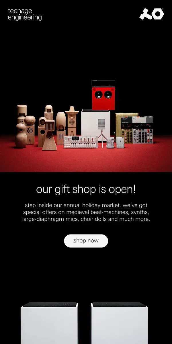 Email from teenage engineering. our gift shop is open!