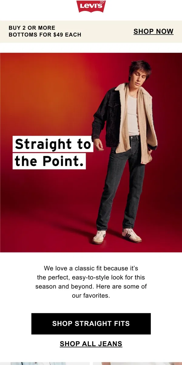 Email from Levi's. Straight Jeans 101 📝