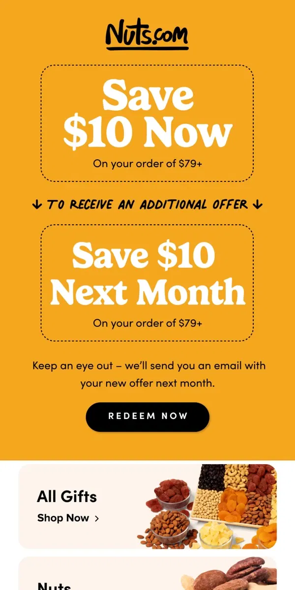 Email from Nuts.com. Get $10 OFF Now & Next Month🤩👇