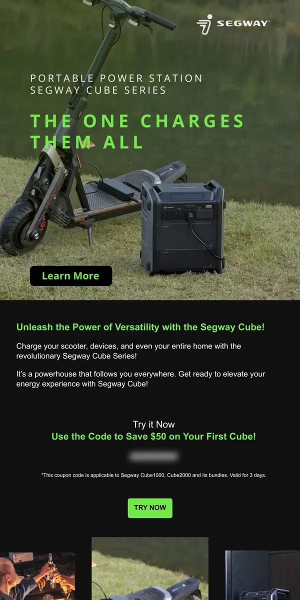 Email from Segway. Power Your Ride and Beyond