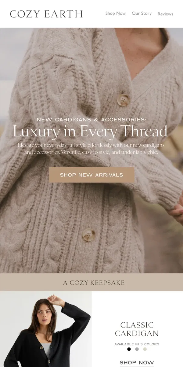 Email from Cozy Earth. Luxury In Every Thread