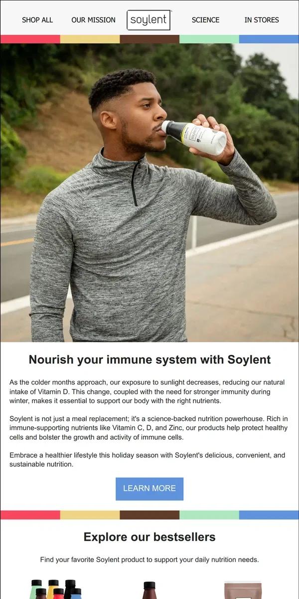 Email from Soylent. Winterproof your health