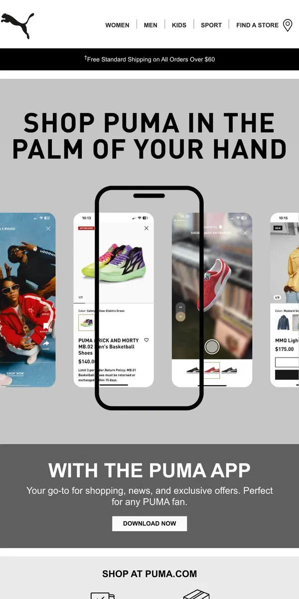 Email from Puma. Explore the PUMA App