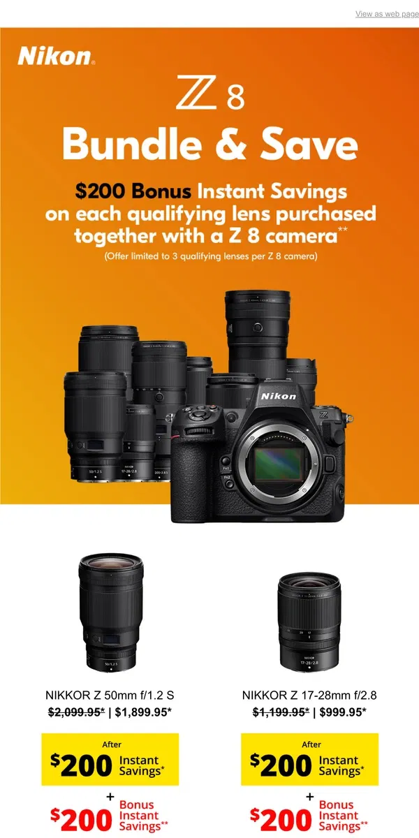 Email from Nikon. Z 8 Bundle & Save