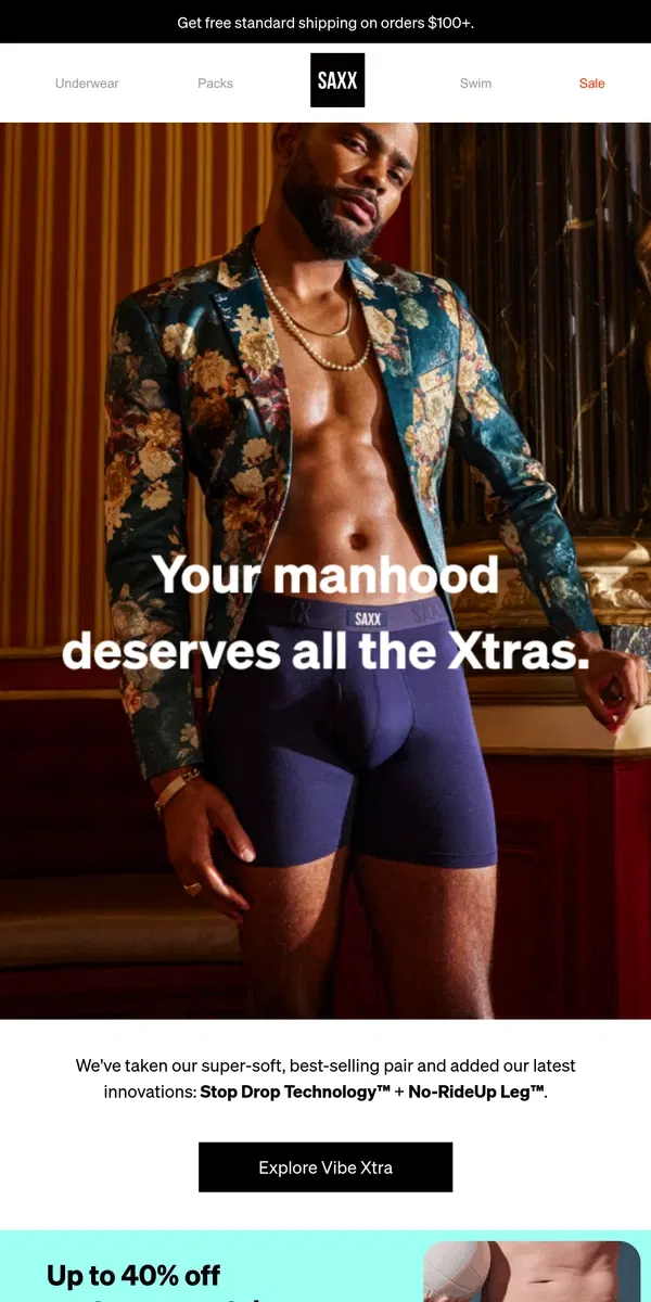 Email from SAXX Underwear. Shop all-new Vibe Xtra