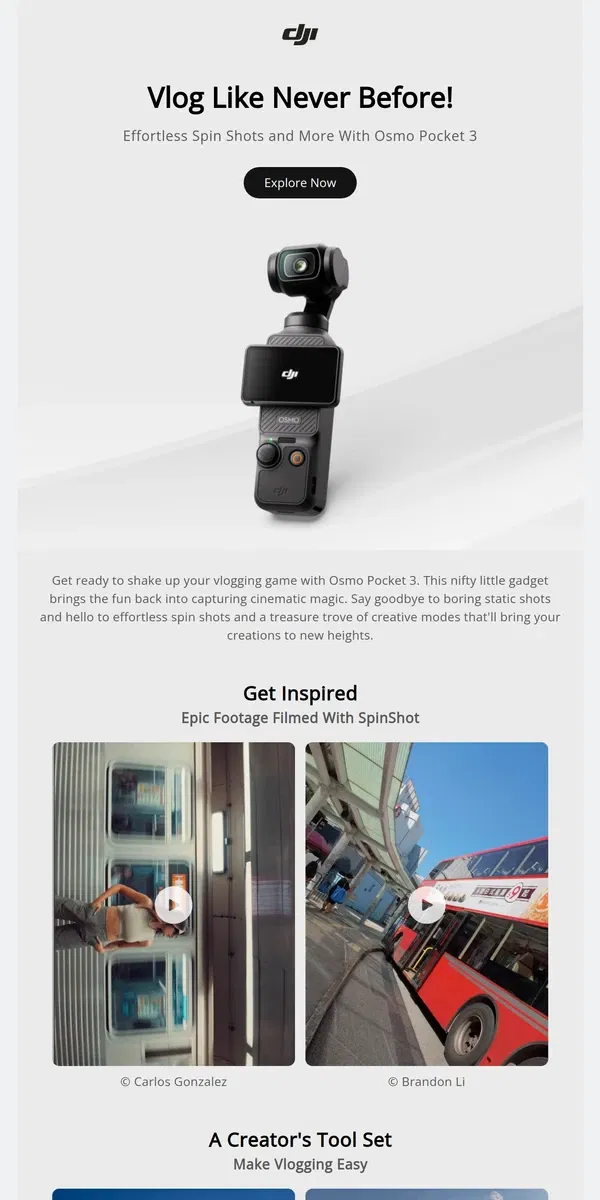 Email from DJI. Vlog Like Never Before!