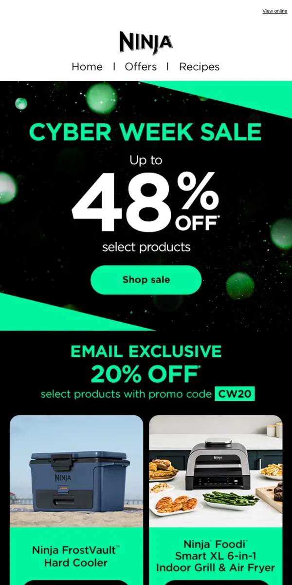 Email from Ninja Kitchen. ALMOST OVER: Up to 48% off for Cyber Week. ⏰