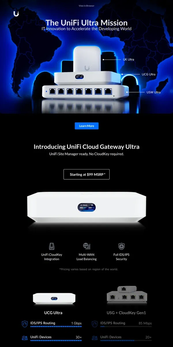 Email from Ubiquiti. IT Innovation to Accelerate the Developing World