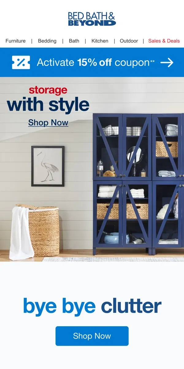 Email from Bed Bath & Beyond. Save On Storage With Style