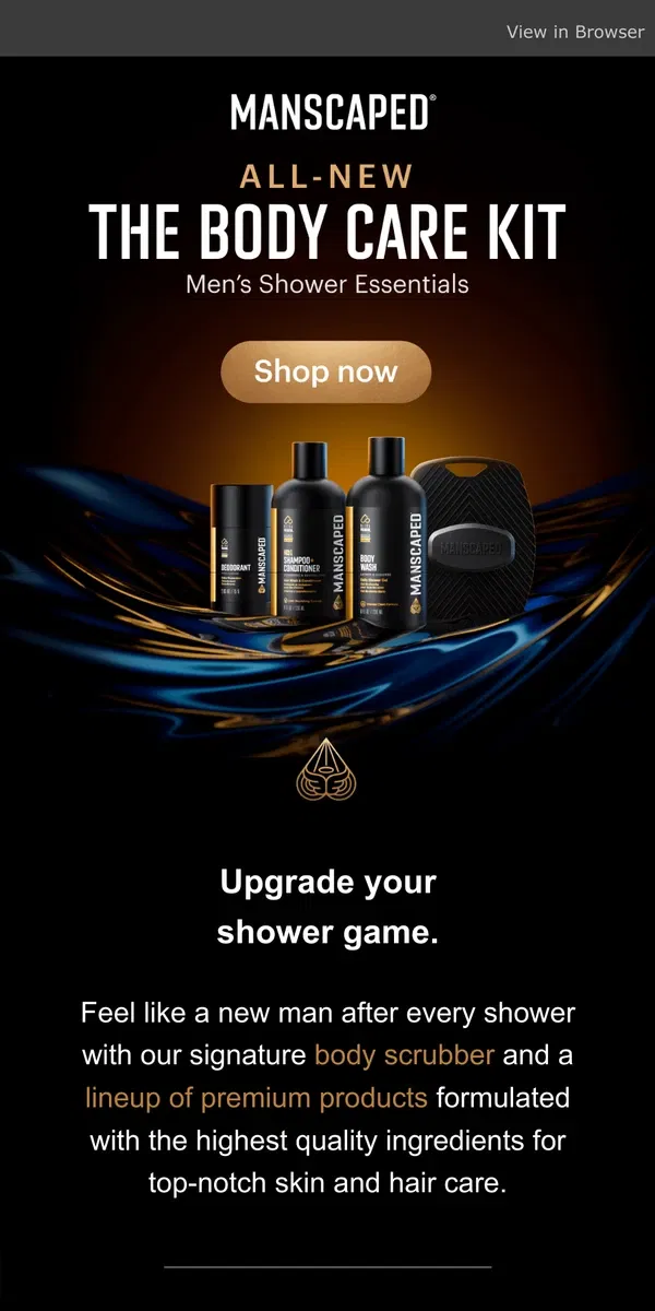 Email from MANSCAPED. New shower kit 🛀