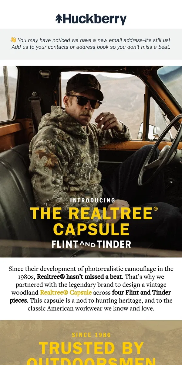 Email from Huckberry. Vintage Camo Done Right