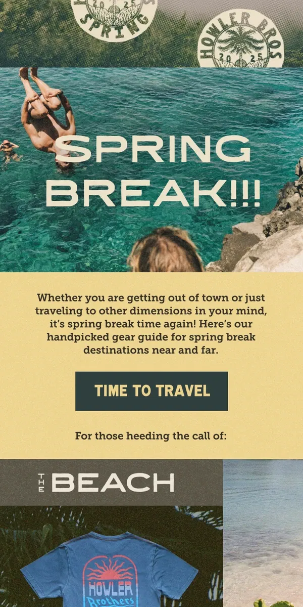 Email from Howler Brothers. Handpicked Spring Break Gear