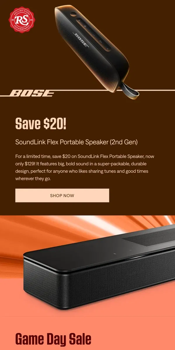 Email from Bose. 💌 Price drop: Only $129 for SoundLink Flex Portable Speaker!