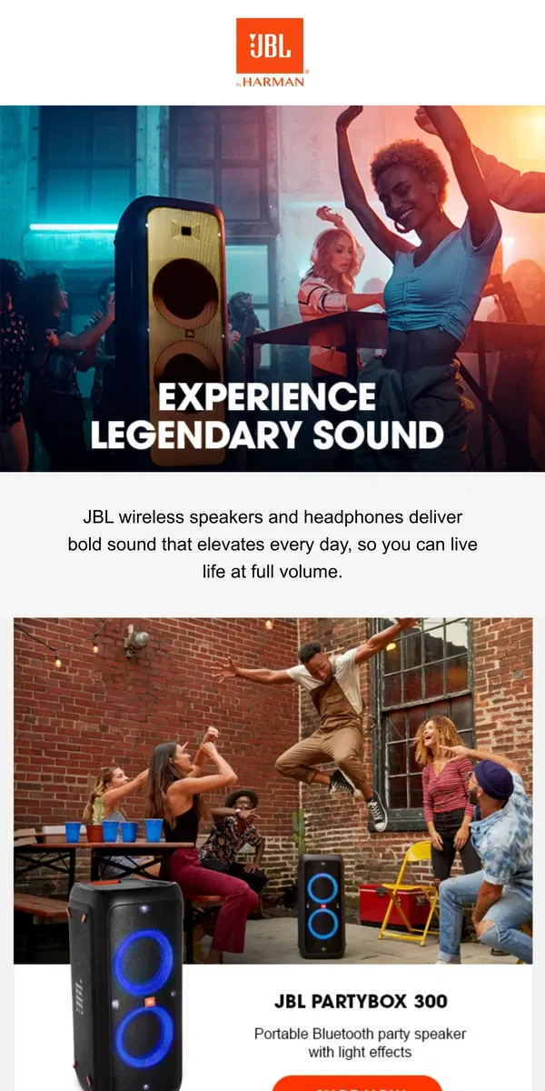 Email from JBL. The Bold Sound of JBL