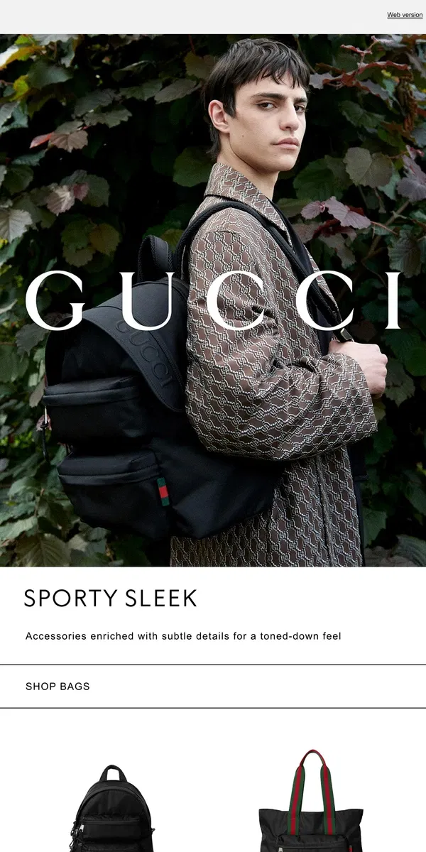 Email from GUCCI. Understated Appeal