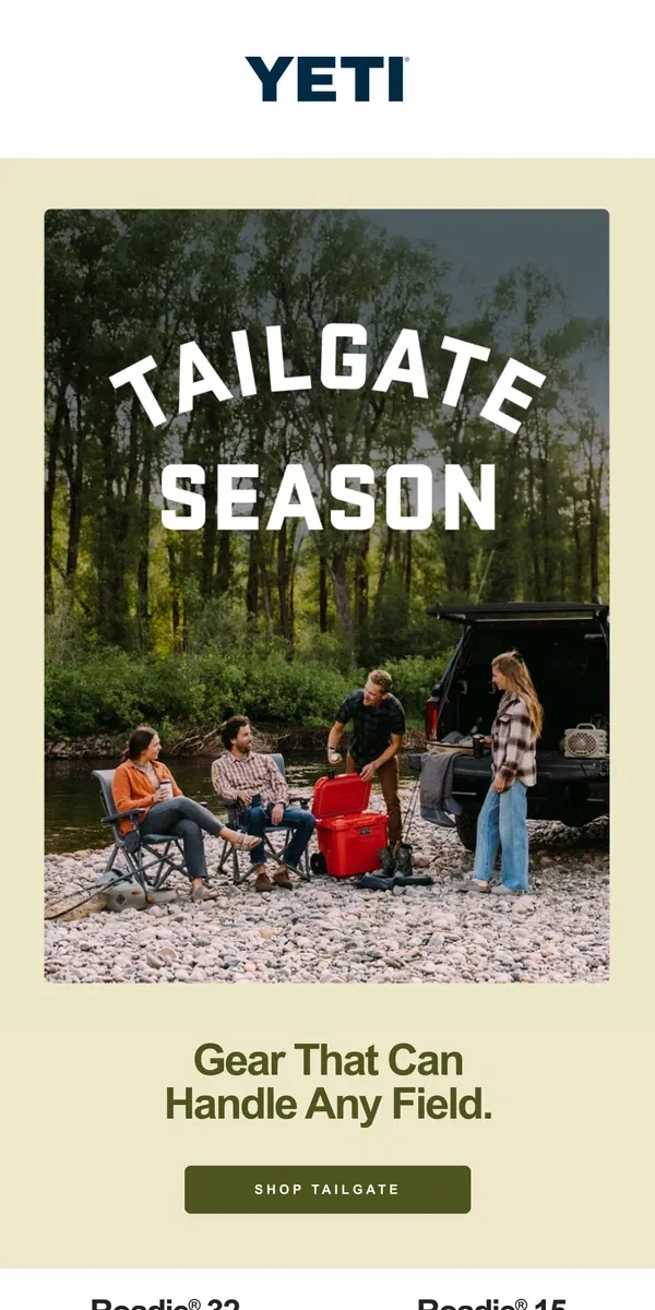 Email from YETI. Up Your Tailgate Game